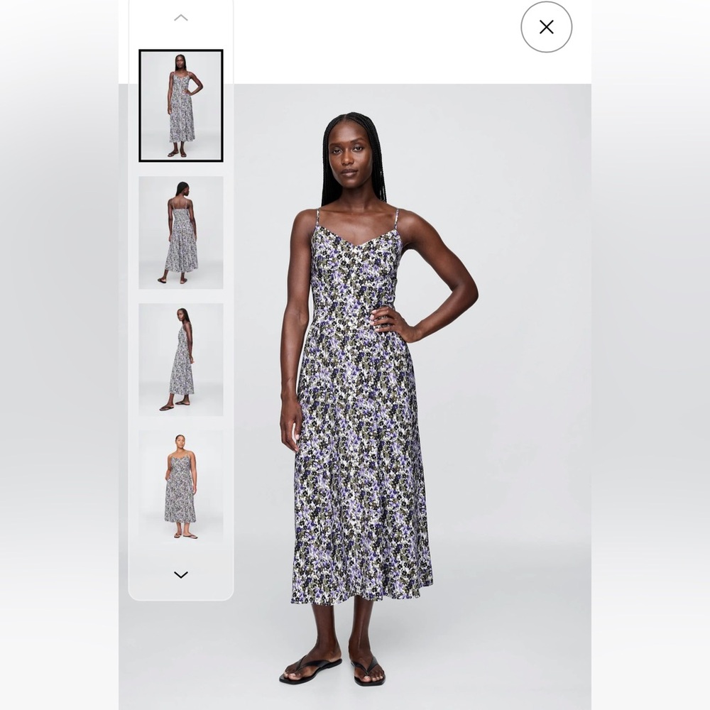GAP Black and Purple Floral Midi Dress